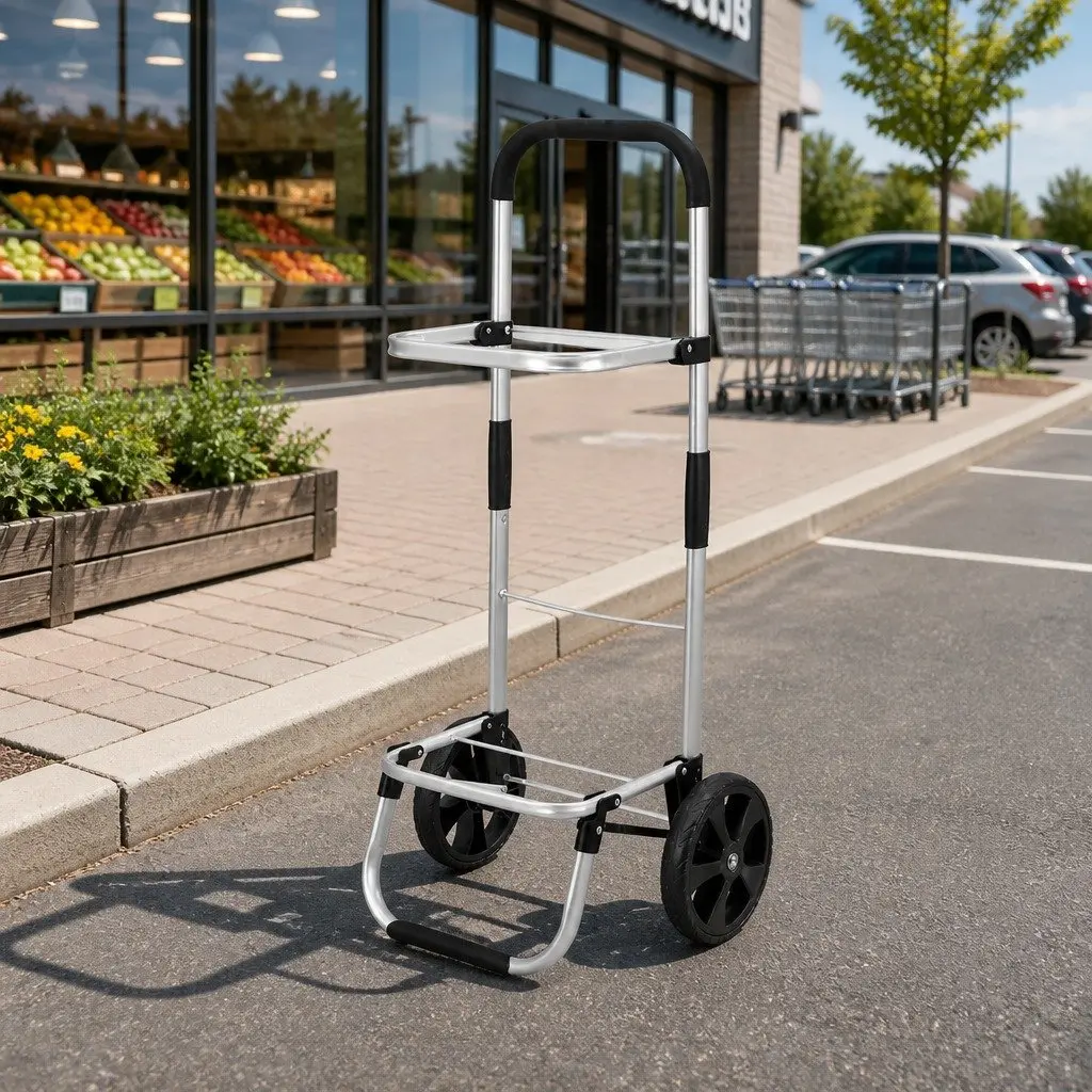 Shopping Trolley Cart Kitchen Dining Foldable Black 45kg Capacity