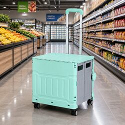 Specs-Driven 75L Foldable Shopping Cart with 4 Wheels