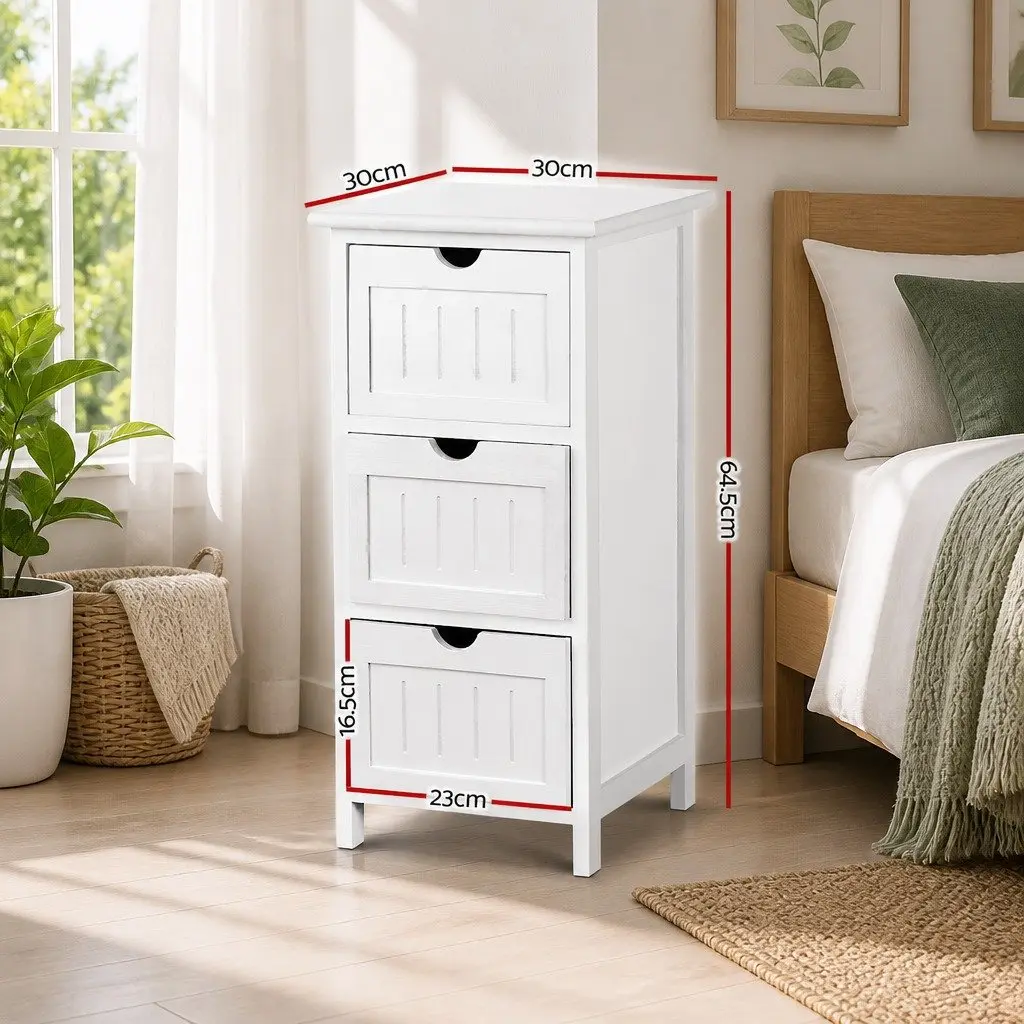 3-Drawer Bedside Table Cabinet