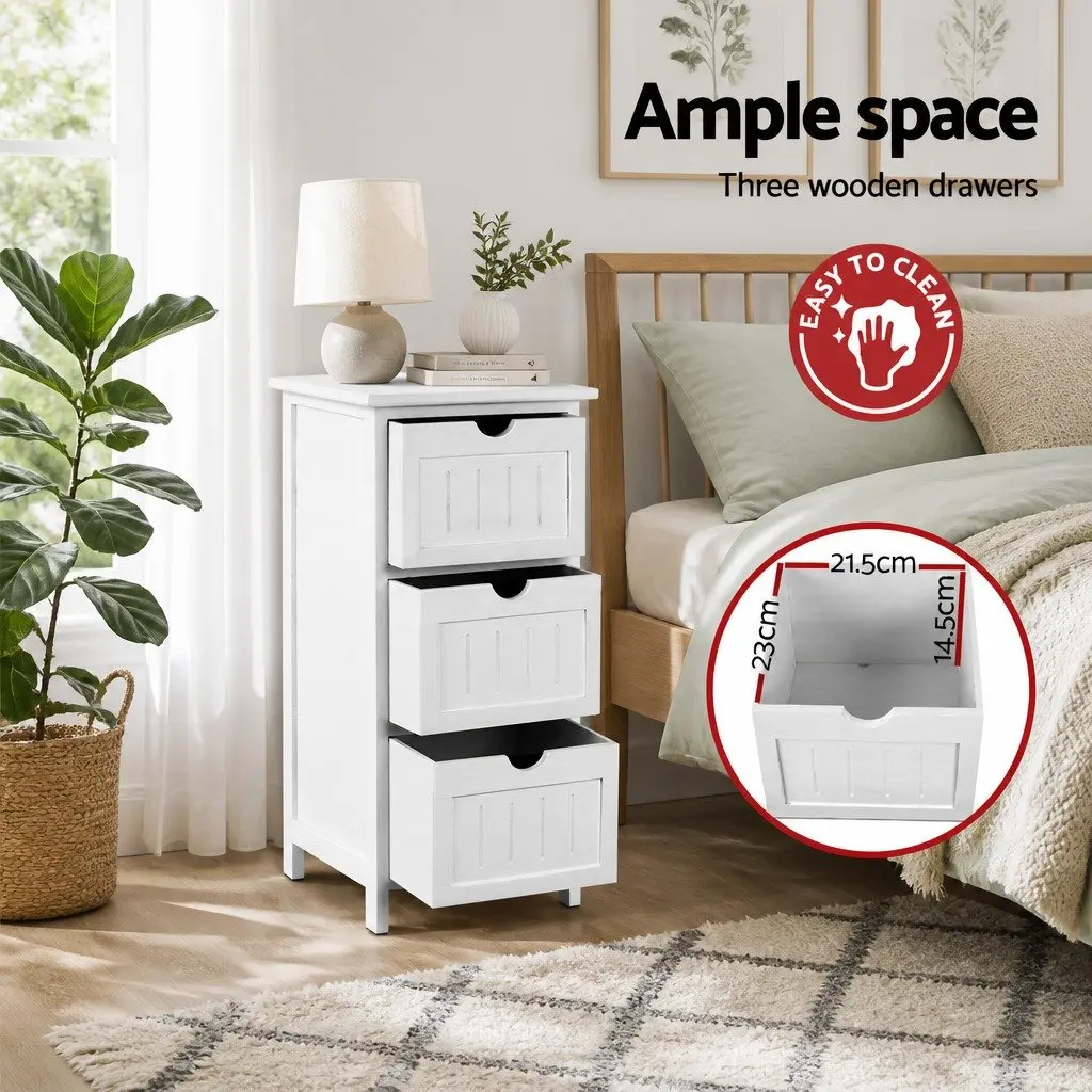 3-Drawer Bedside Table Cabinet