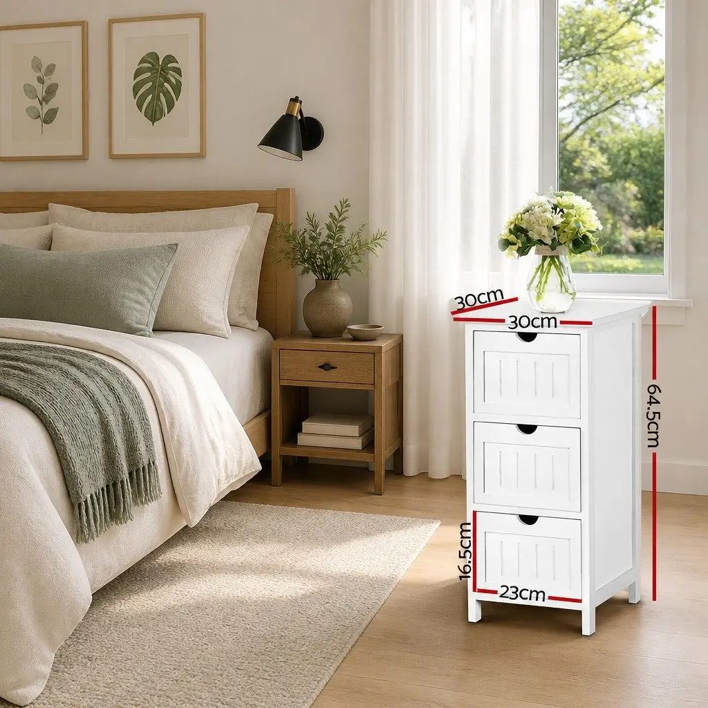 3-Drawer Bedside Table Cabinet
