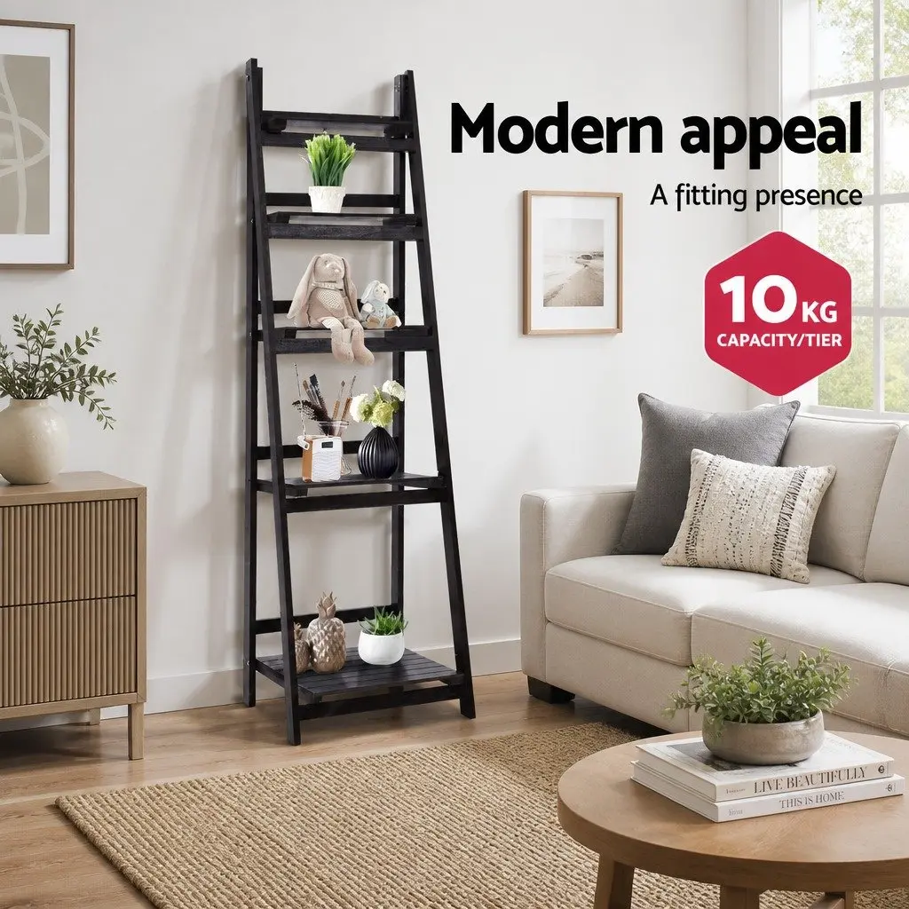 5-Tier Ladder Shelf Freestanding Corner Bookcase Storage Display Stand Coffee