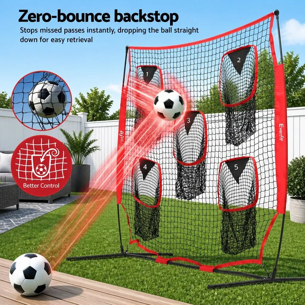 Football Training Net Portable Soccer Goal 1.8m for Backyard Practice with Five Target Rebounder Pockets