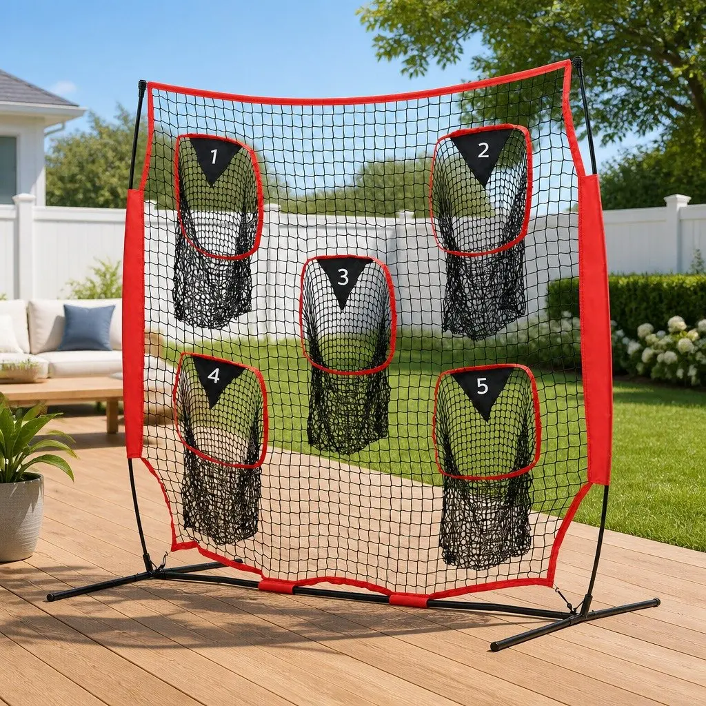 Football Training Net Portable Soccer Goal 1.8m for Backyard Practice with Five Target Rebounder Pockets
