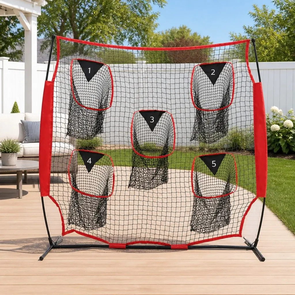 Football Training Net Portable Soccer Goal 1.8m for Backyard Practice with Five Target Rebounder Pockets