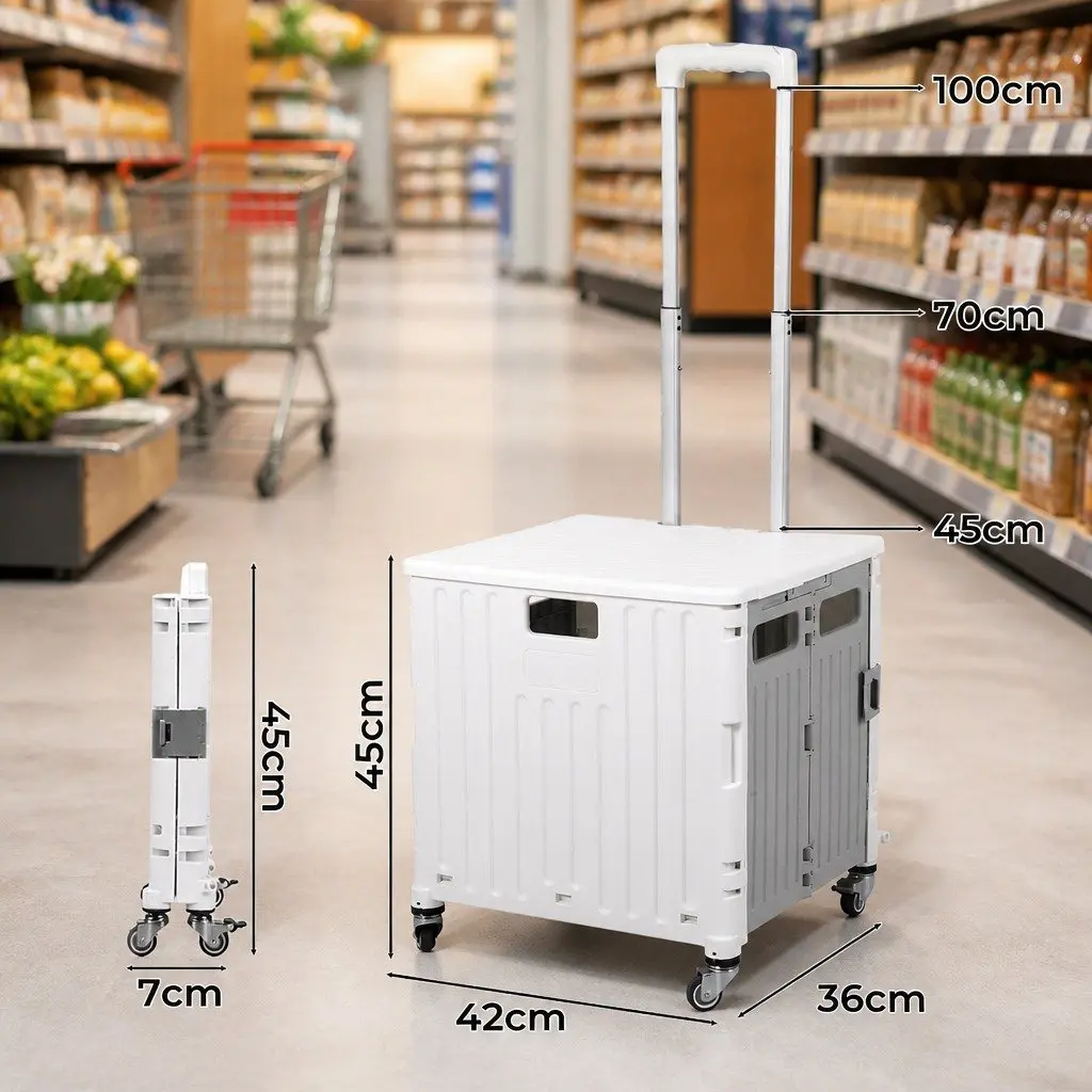 Folding Shopping Trolley Cart for Grocery Use Collapsible Size 42cm L x 36cm W x 45cm H