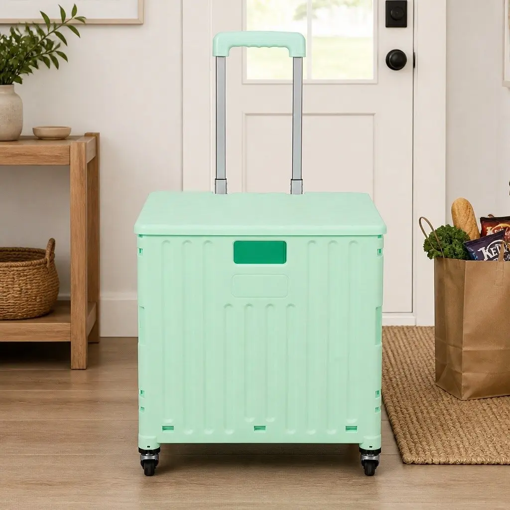 Folding Shopping Trolley Cart for Grocery Use Collapsible Green