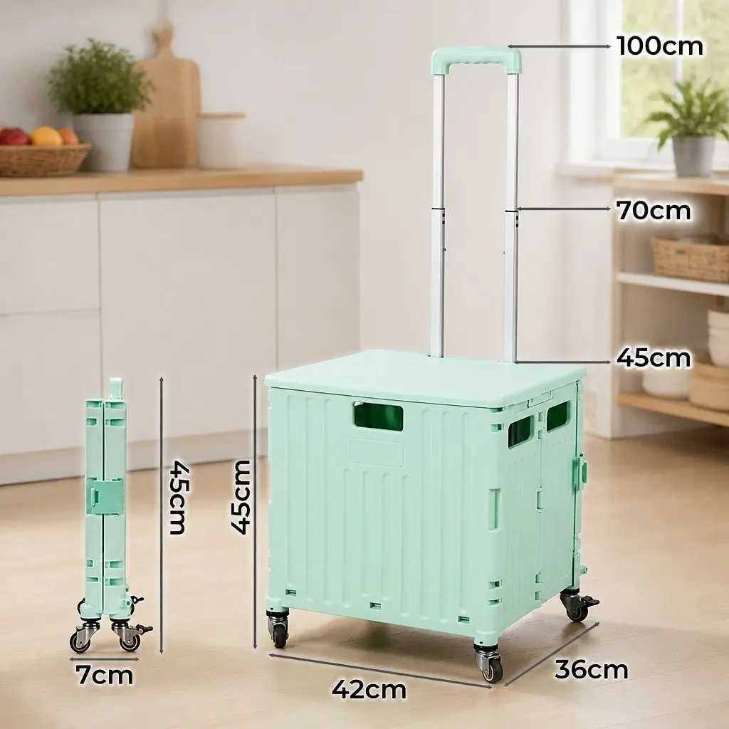 Folding Shopping Trolley Cart for Grocery Use Collapsible Green