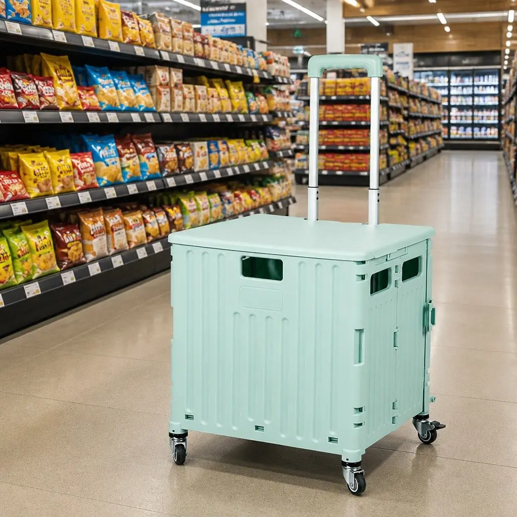 Folding Shopping Trolley Cart for Grocery Use Collapsible Green