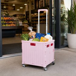 Pink Folding Grocery Trolley Cart - Specs Inside