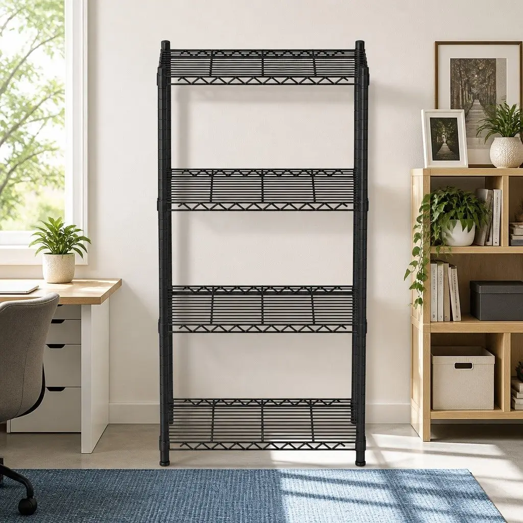 4-Tier Steel Storage Shelving Unit Adjustable Kitchen Garage Rack Organiser