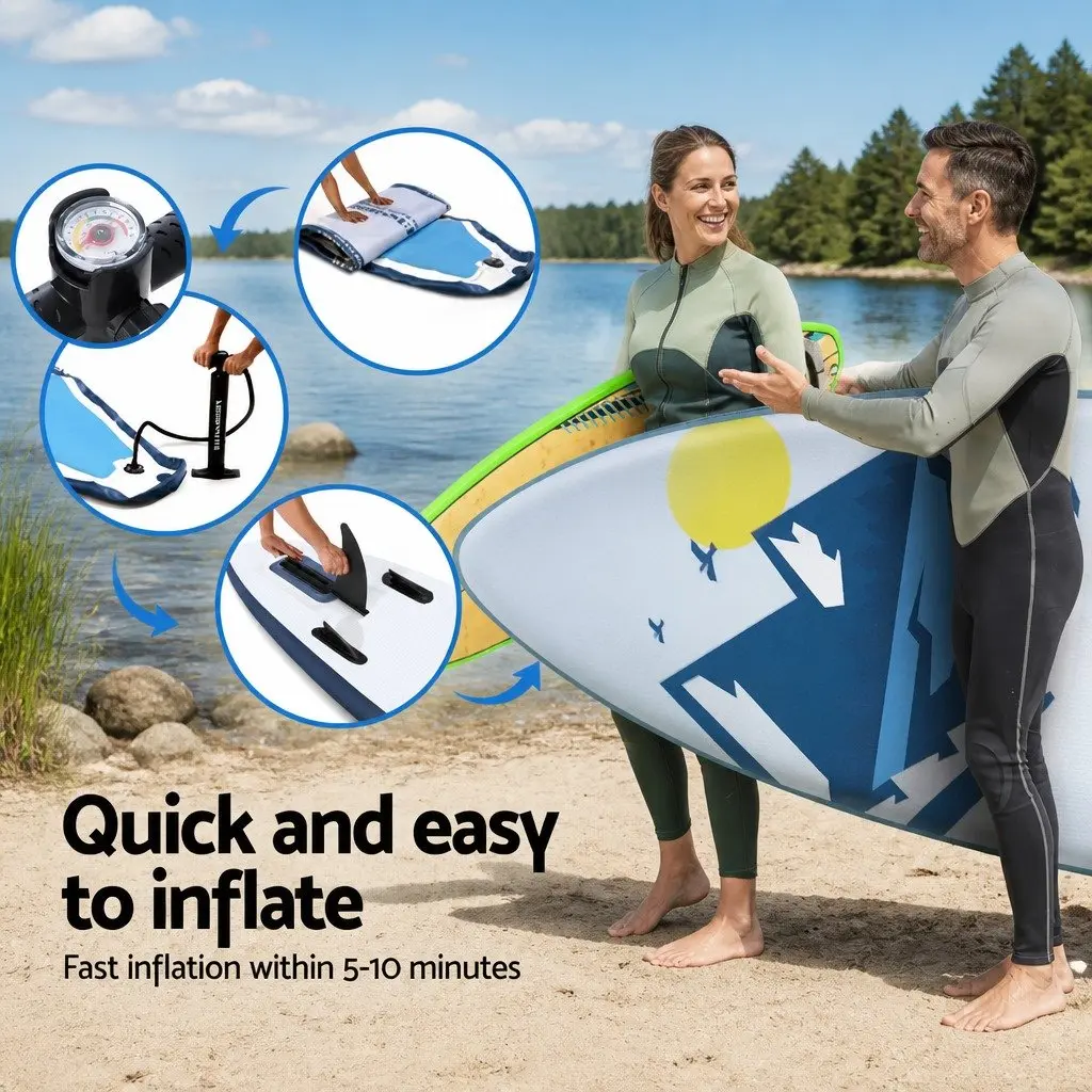Inflatable Stand Up Paddle Board for Lakes Rivers and Open Water 10.6ft Blue