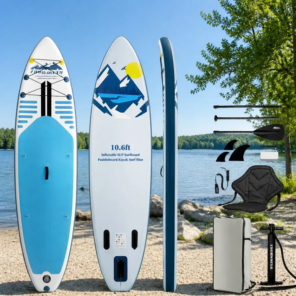 Inflatable Stand Up Paddle Board for Lakes Rivers and Open Water 10.6ft Blue