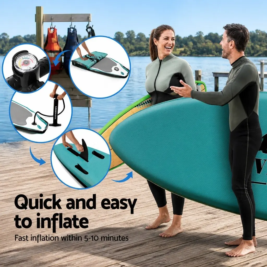 Inflatable Stand Up Paddle Board 10.6ft for Lakes Rivers and Open Water Green