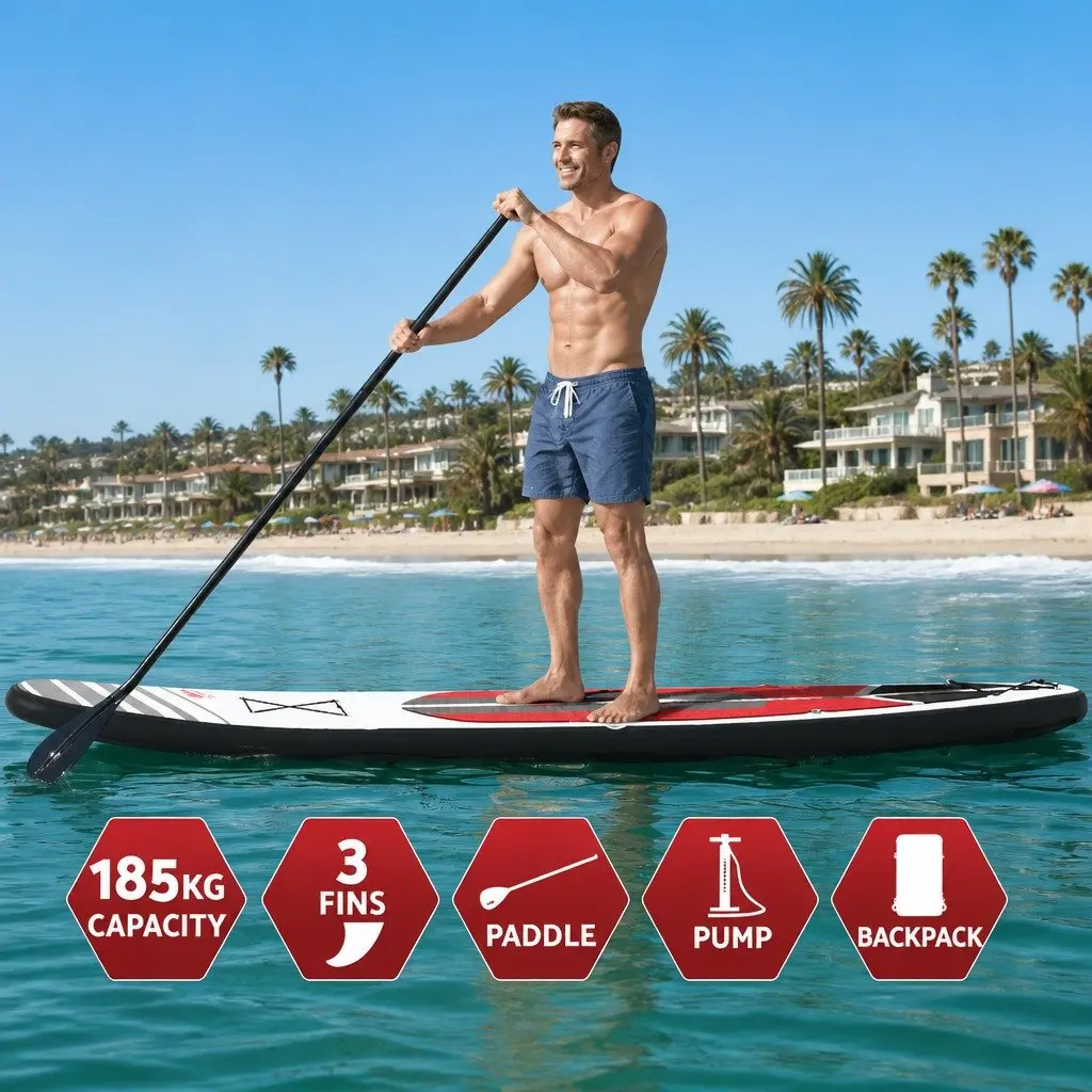 Inflatable Stand Up Paddle Board 11ft for Outdoor Recreation with Adjustable Paddle and Kayak Seat