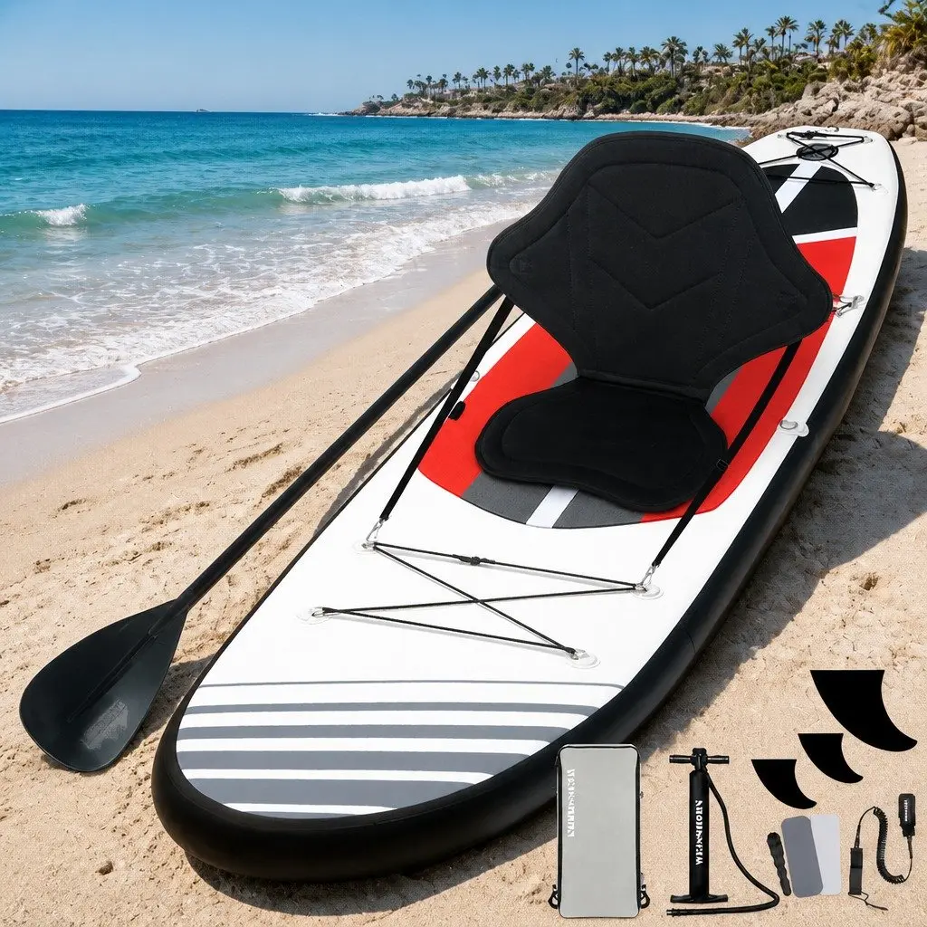 Inflatable Stand Up Paddle Board 11ft for Outdoor Recreation with Adjustable Paddle and Kayak Seat