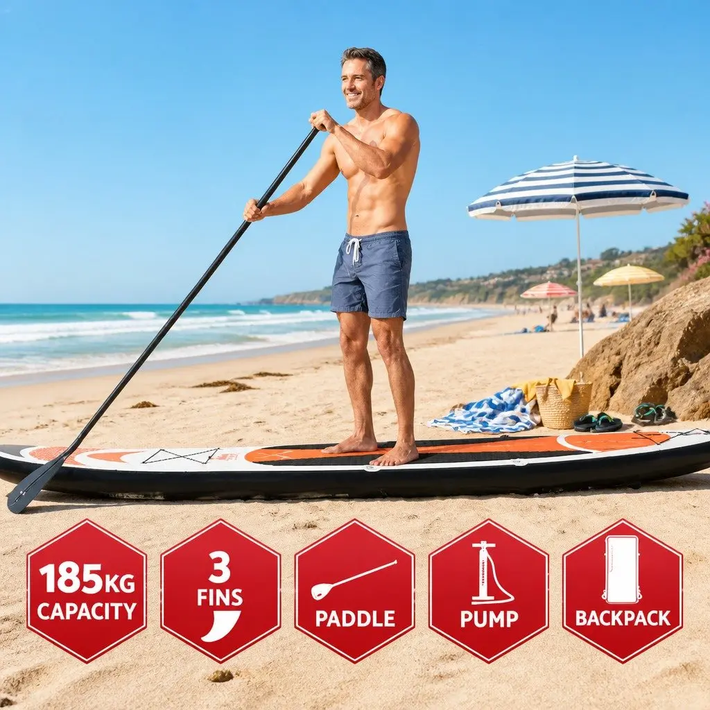 Inflatable Stand Up Paddle Board 11ft for Water Adventures with Adjustable Paddle