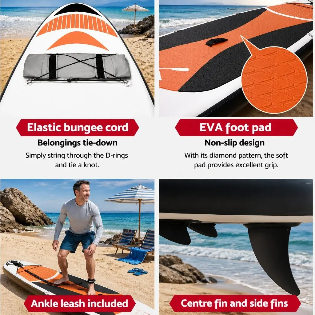 Inflatable Stand Up Paddle Board 11ft for Water Adventures with Adjustable Paddle