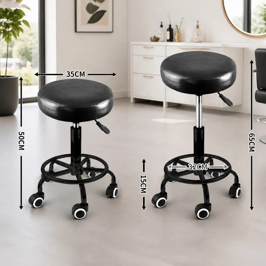 Salon Stool Swivel Bar Stools Black PU Leather Height Adjustable 4 Piece