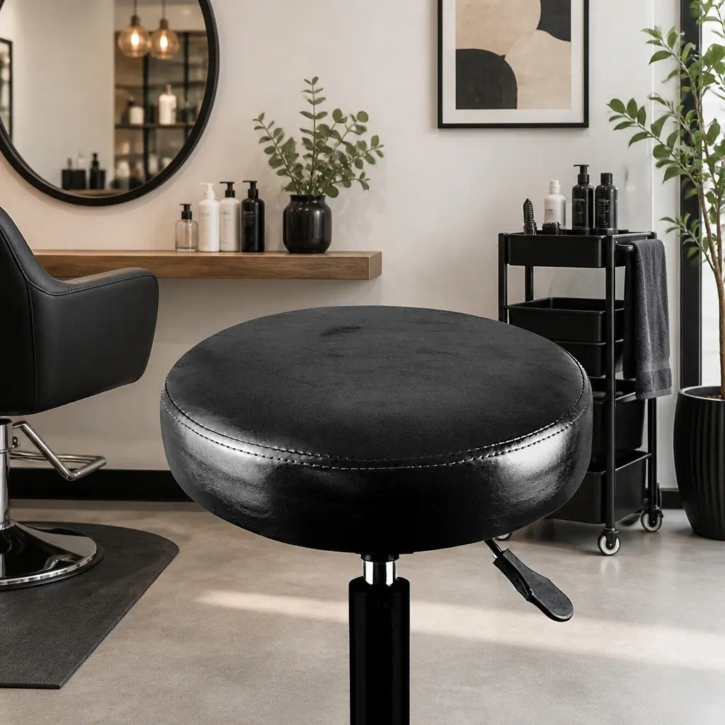 Salon Stool Swivel Bar Stools Black PU Leather Height Adjustable 4 Piece