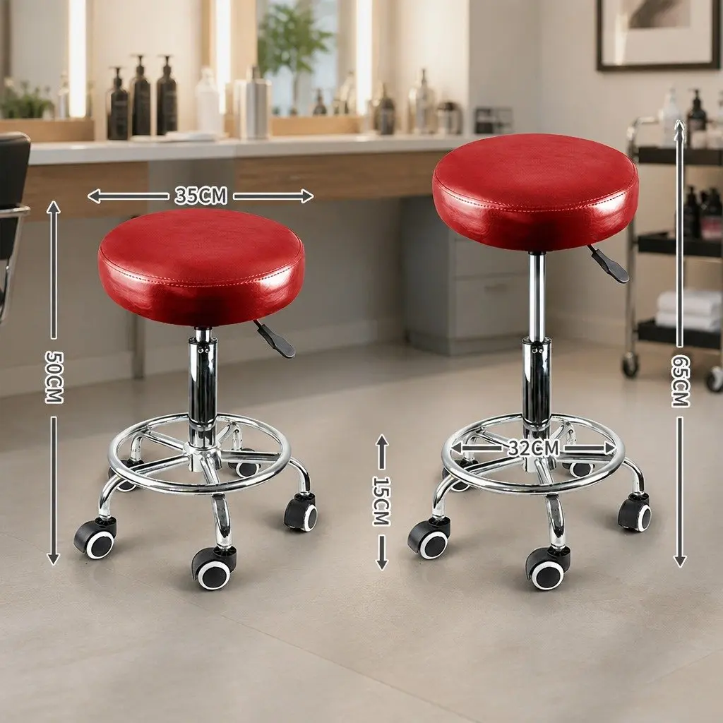Salon Stool Swivel Chair Barber Massage Spa Salon Professional Red Adjustable