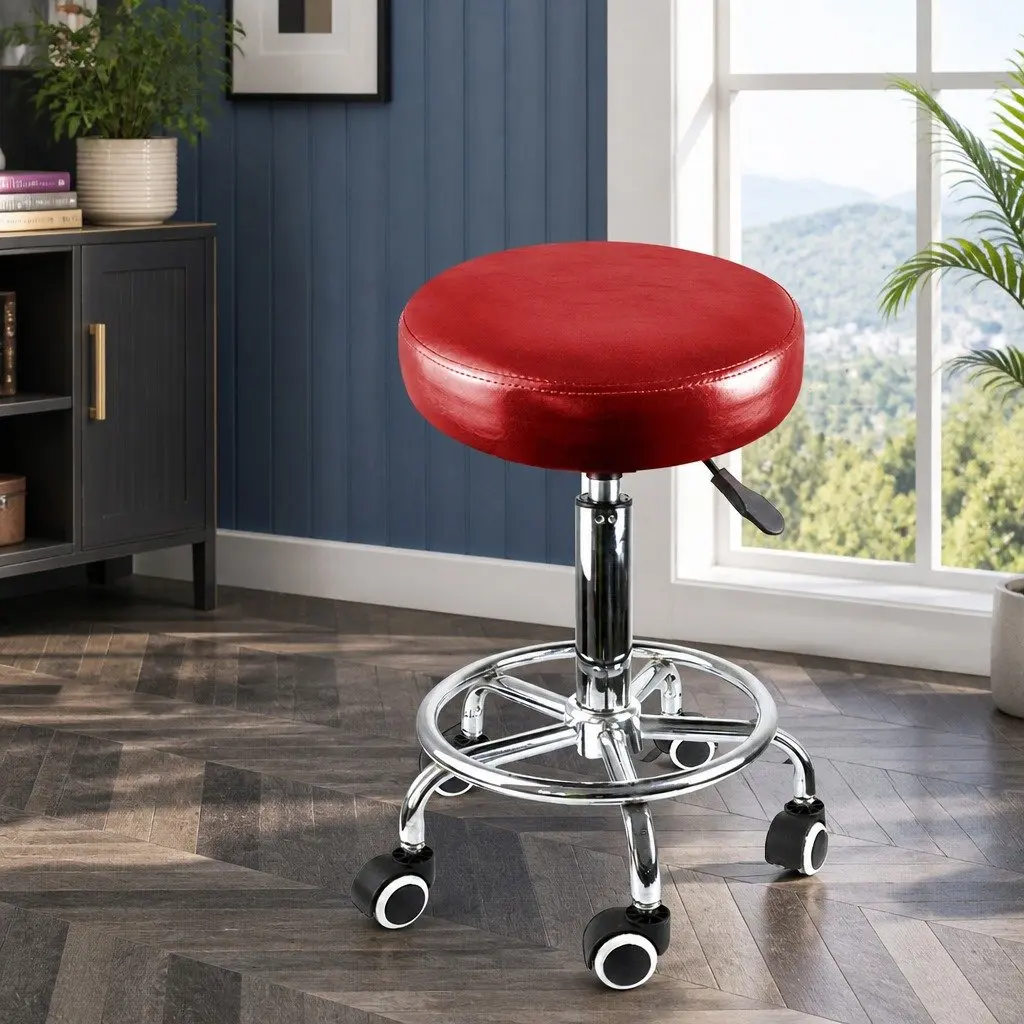Salon Stool Swivel Chair Barber Massage Spa Salon Professional Red Adjustable