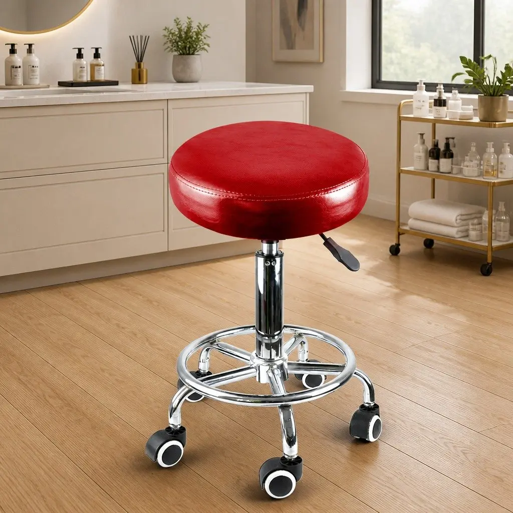 Salon Stool Swivel Chair Barber Massage Spa Salon Professional Red Adjustable