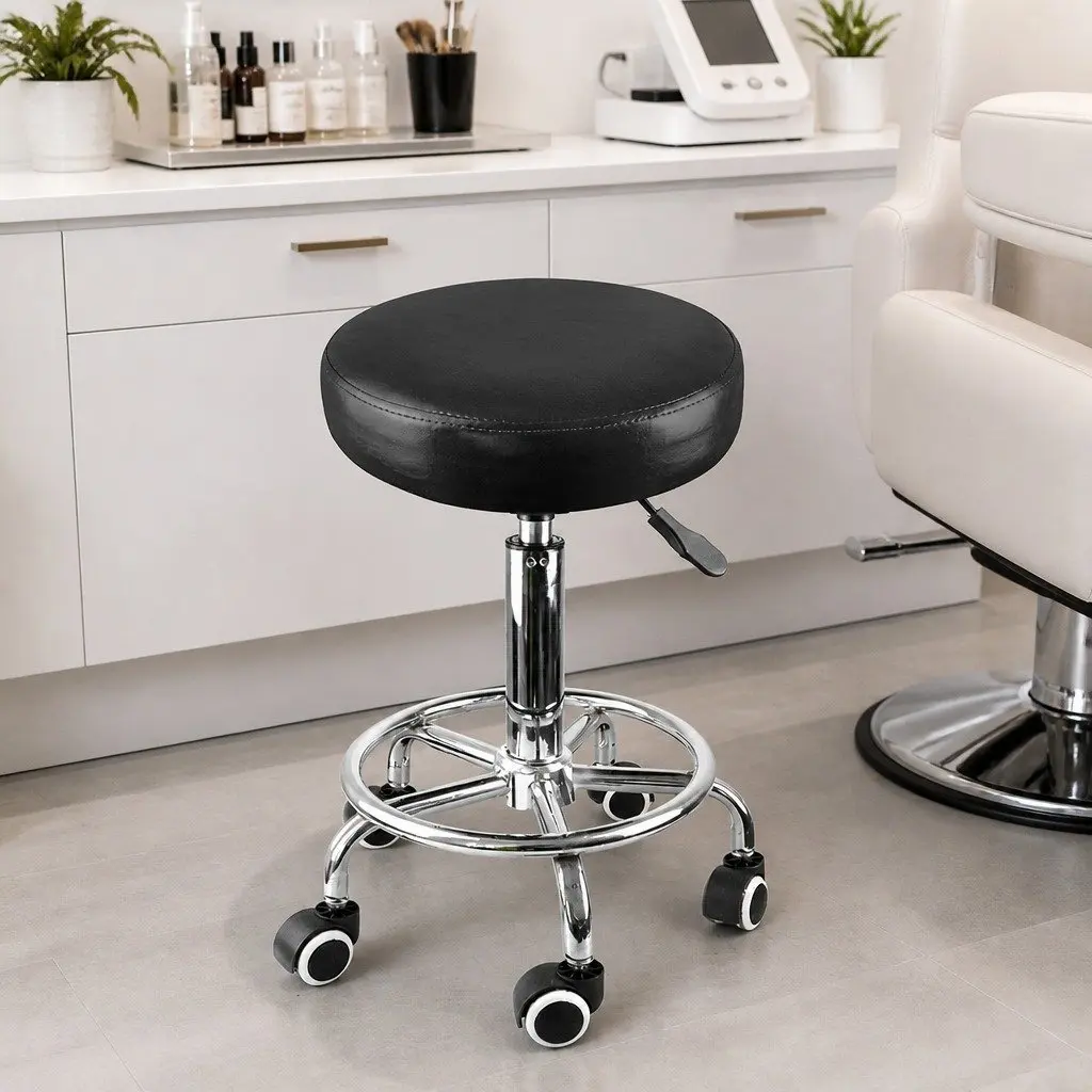 Salon Stool Swivel Bar Stools 360 Rotation Gas Lift High Density Foam Seat