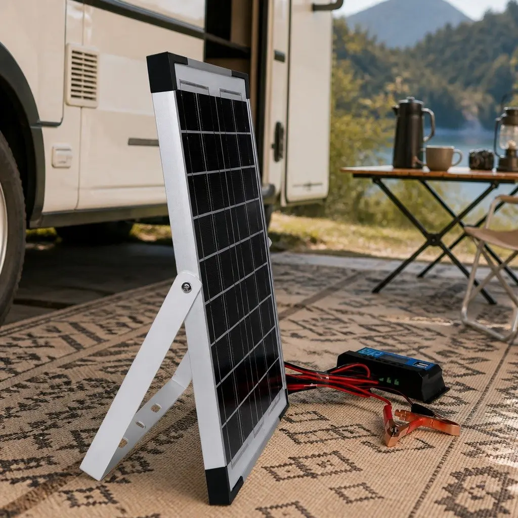 12V 10W Monocrystalline Solar Panel Kit Portable for Camping and Caravans