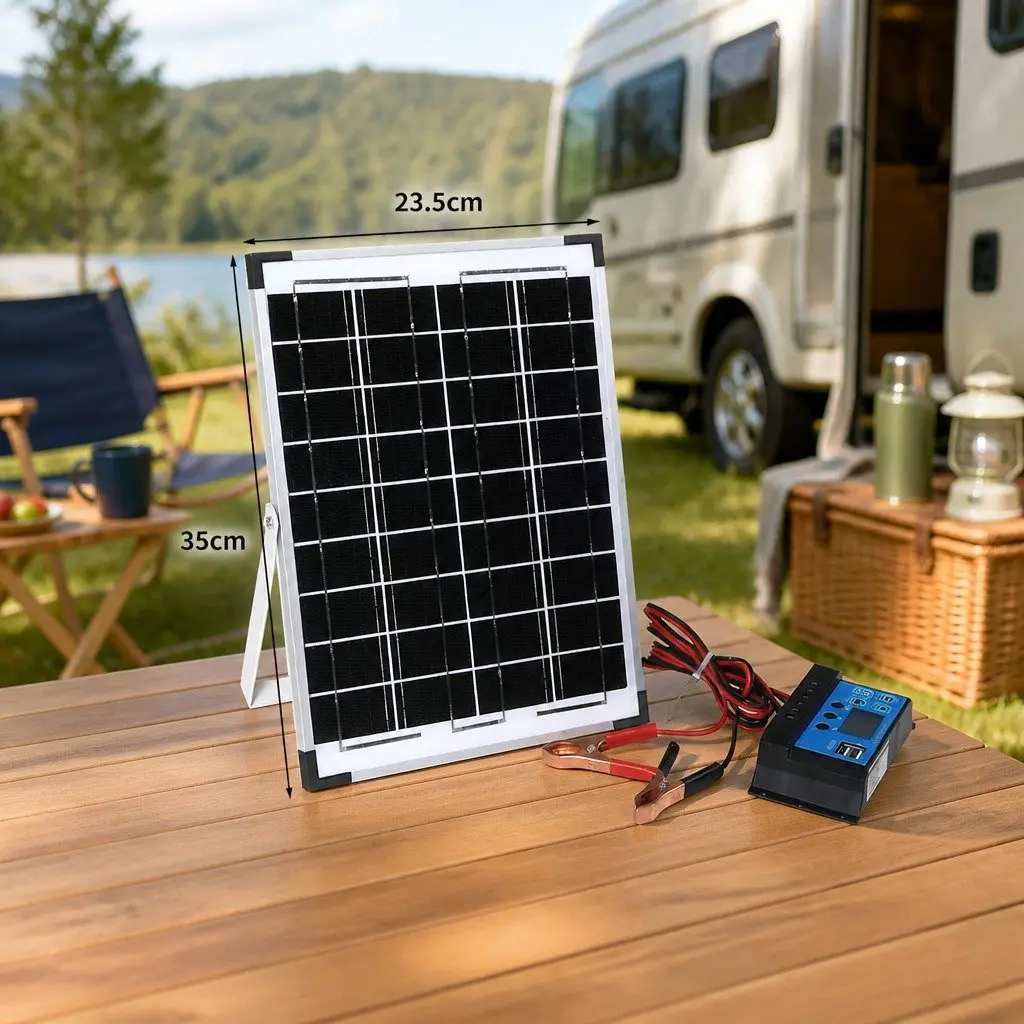 12V 10W Monocrystalline Solar Panel Kit Portable for Camping and Caravans