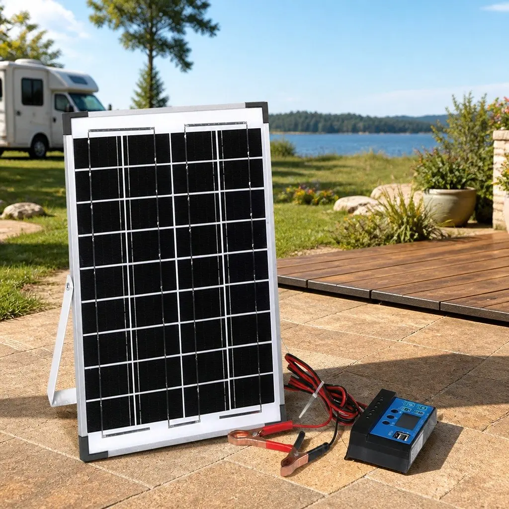 12V 10W Monocrystalline Solar Panel Kit Portable for Camping and Caravans