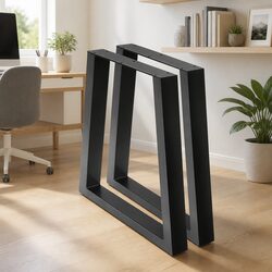 Metal Table Legs Trapezoid DIY Set of 2 Industrial Design Black 71cm Height