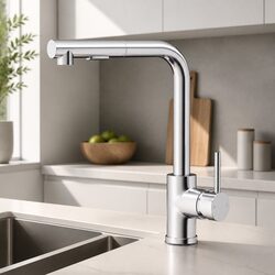 Kitchen Mixer Tap Pull Out Swivel 2 Mode Sink Basin Faucet Chrome Silver