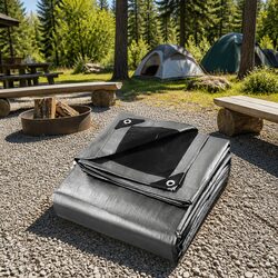 3x3.6m Heavy Duty Waterproof Poly Tarp - Silver-Black