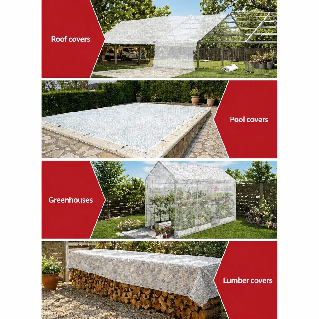 Poly Tarp 2x3m Clear Waterproof Heavy Duty Camping Caravan Cover UV Resistant