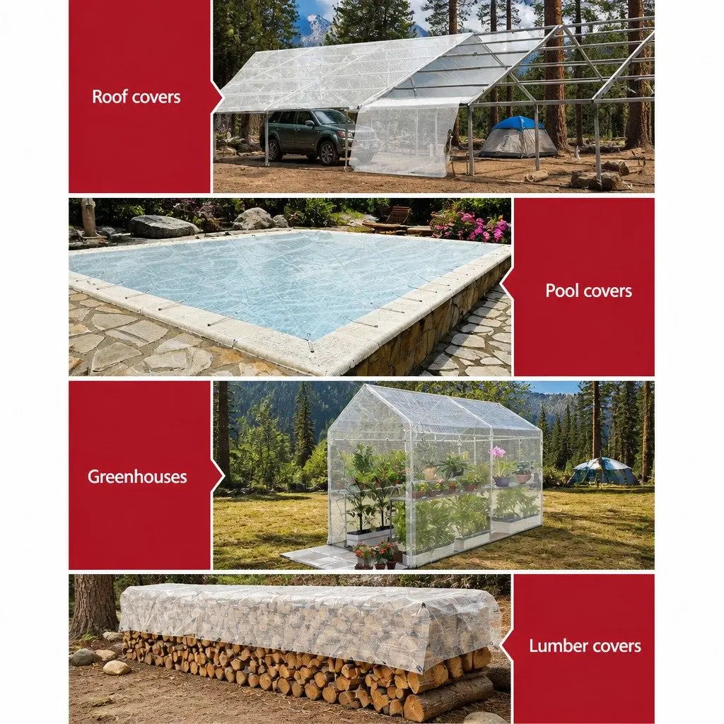 Clear Waterproof Poly Tarp 3m x 4m
