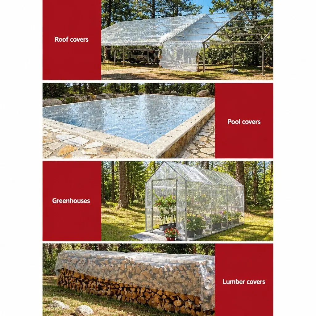 Clear Poly Tarp Outdoor Camping Caravan Cover 4x7m Heavy Duty Waterproof
