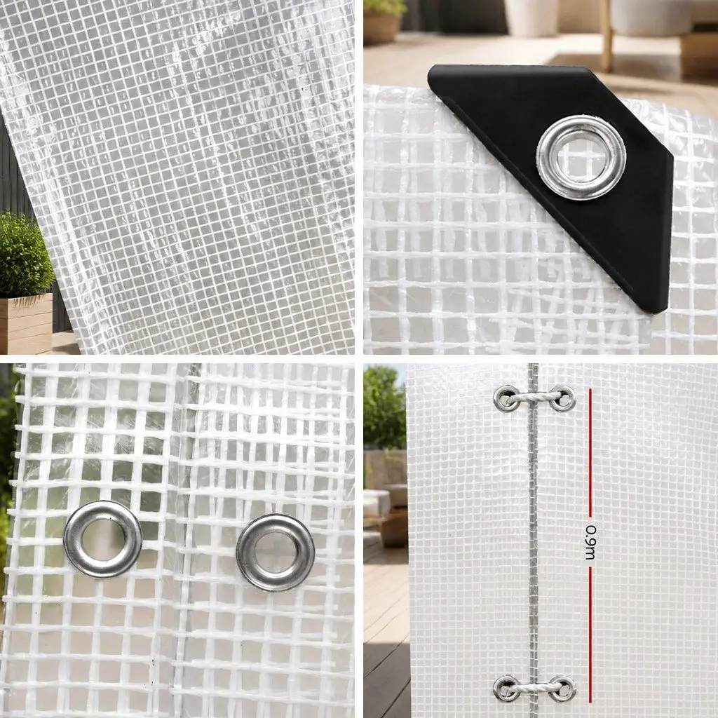 Heavy Duty Poly Tarp 5x6m Clear Waterproof Camping Cover UV Resistant Reinforced