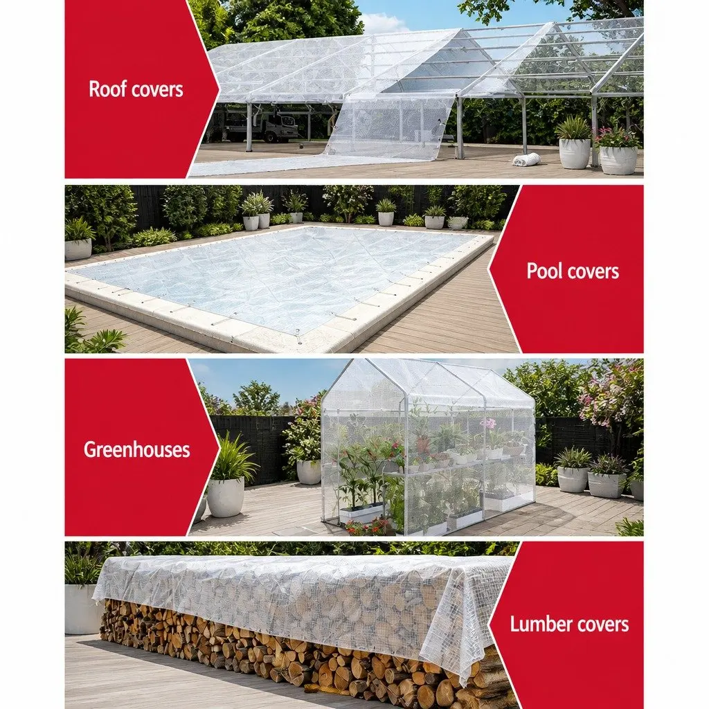 6m x 9m Heavy-Duty Clear Poly Tarp