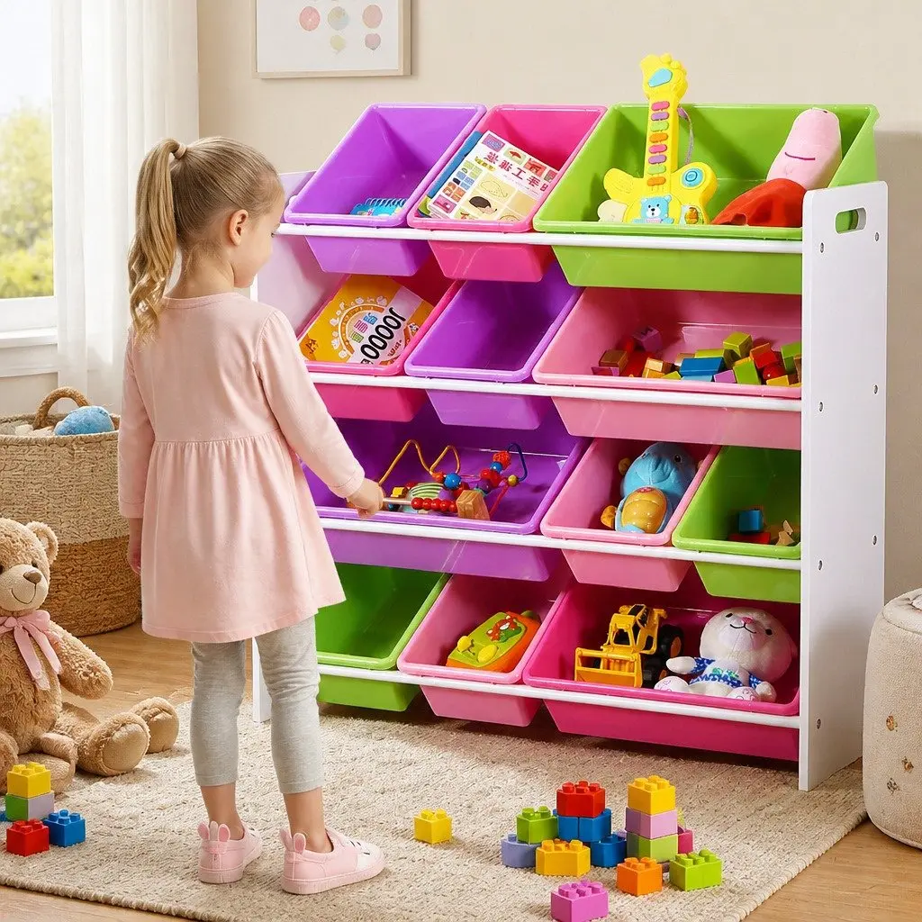 Kids Toy Box Organizer Storage Cube 12 Bins Children's Room 86cm x 26.5cm x 78cm