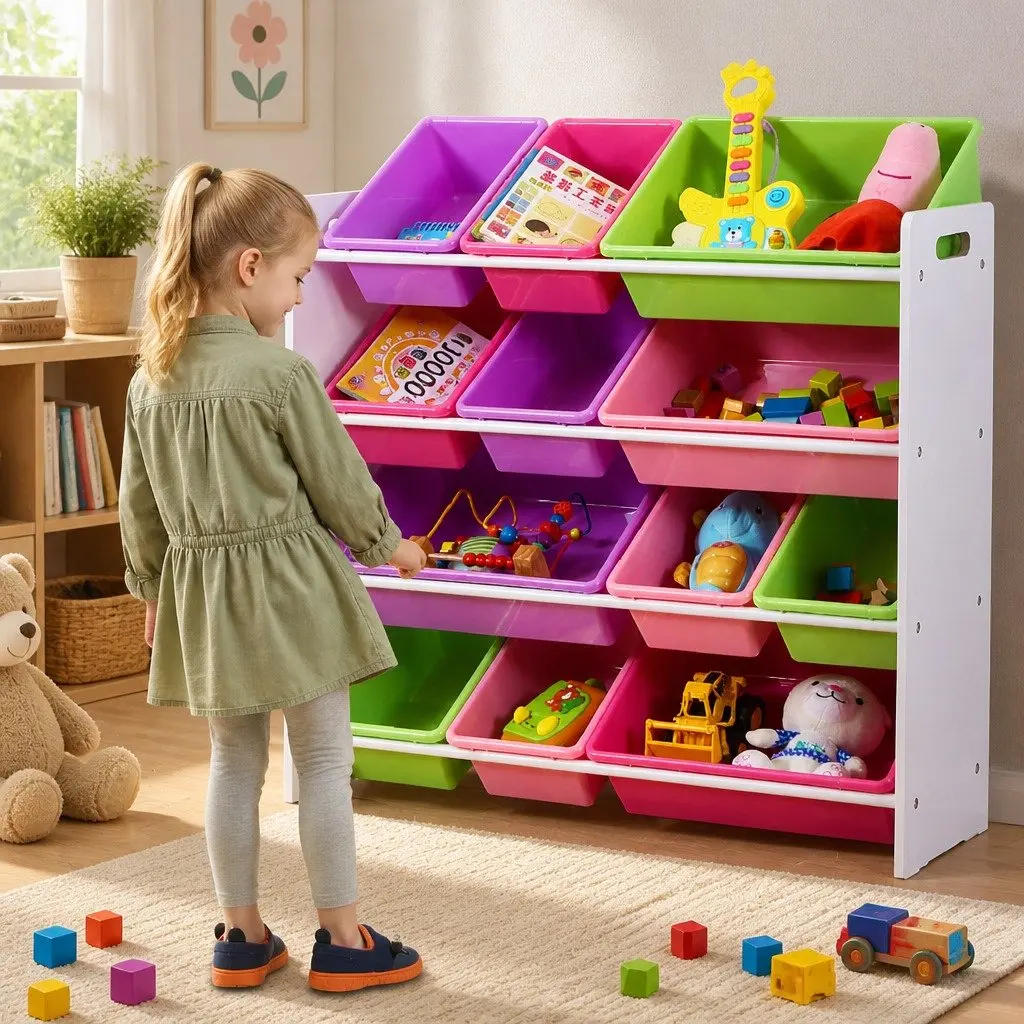 Kids Toy Box Organizer Storage Cube 12 Bins Children's Room 86cm x 26.5cm x 78cm