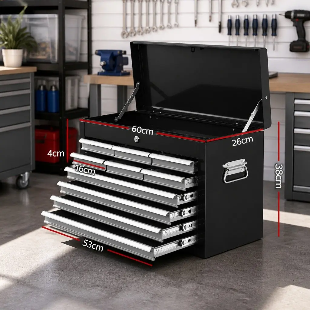 10 Drawer Tool Cabinet for Garage Workshop Black Grey