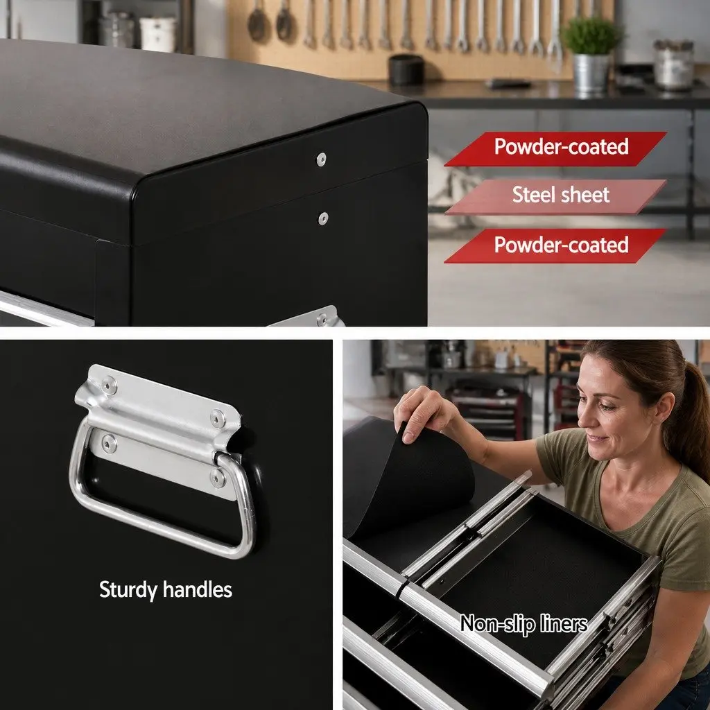10 Drawer Tool Cabinet for Garage Workshop Black Grey