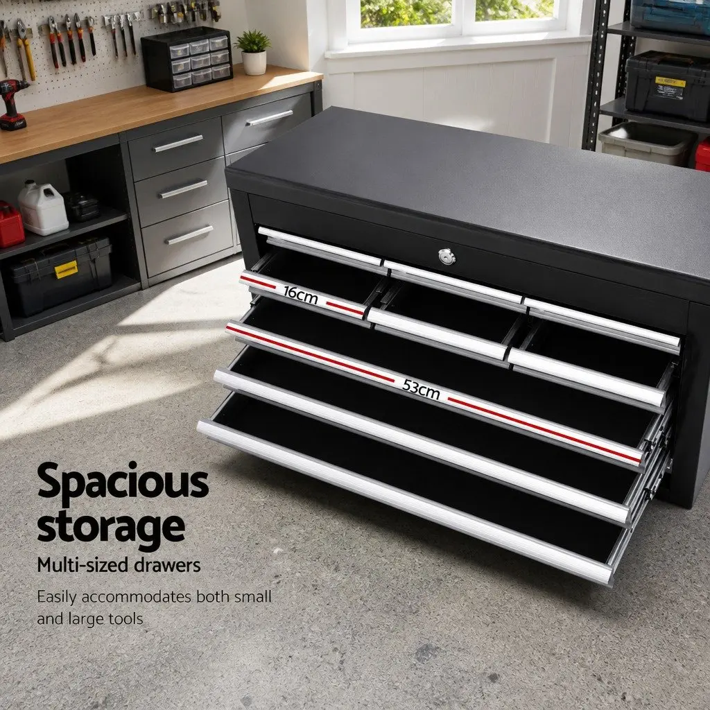 10 Drawer Tool Cabinet for Garage Workshop Black Grey