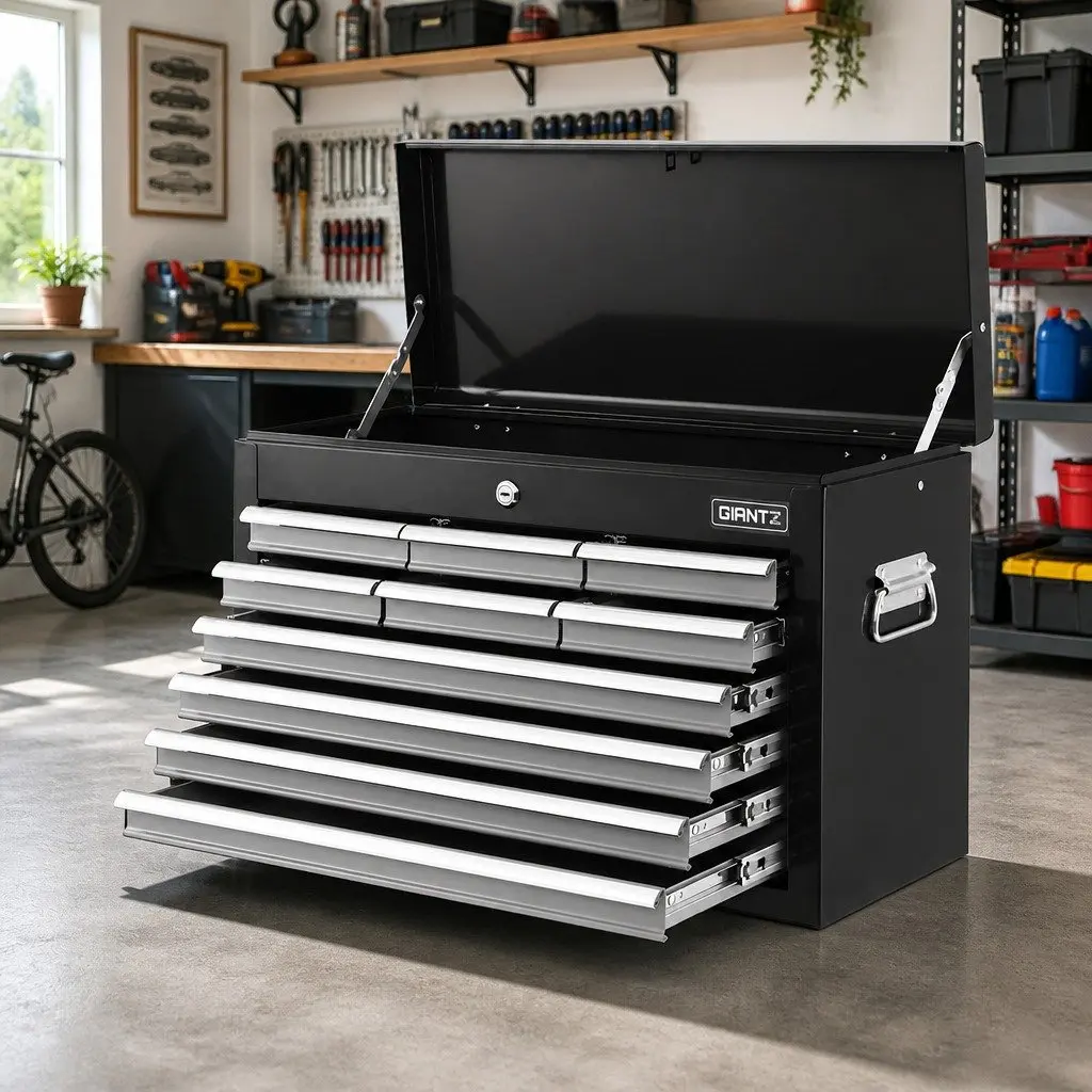 10 Drawer Tool Cabinet for Garage Workshop Black Grey