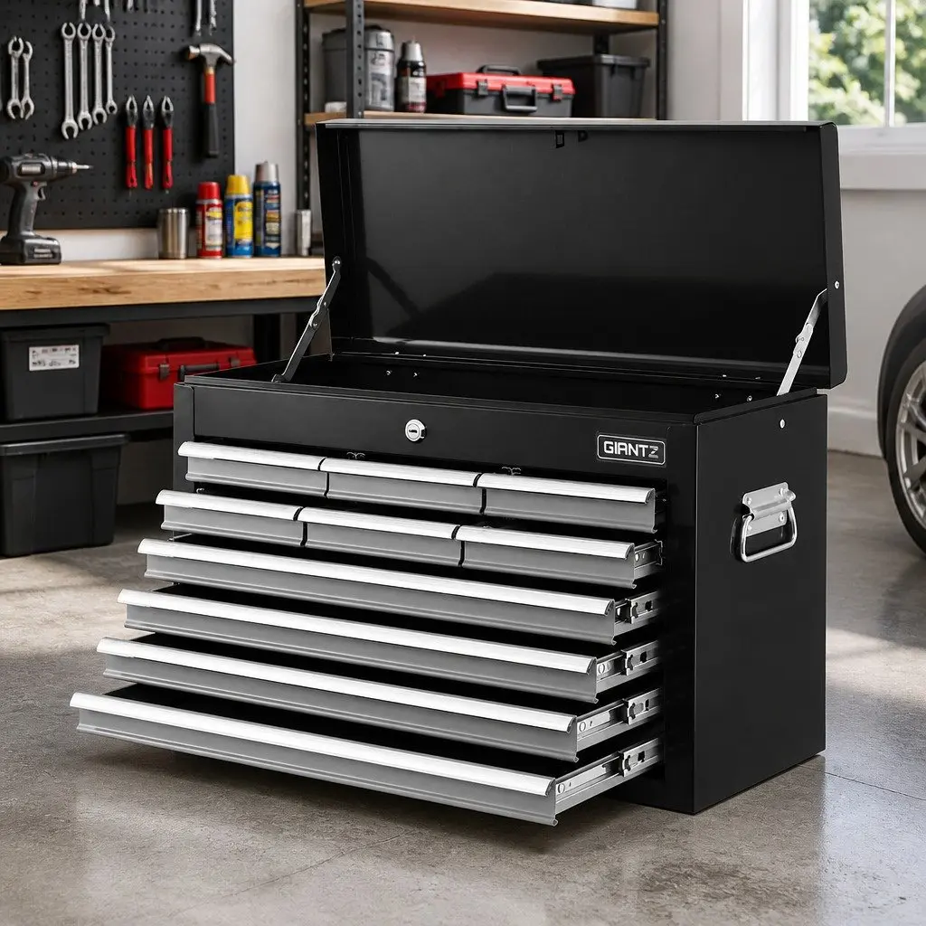 10 Drawer Tool Cabinet for Garage Workshop Black Grey