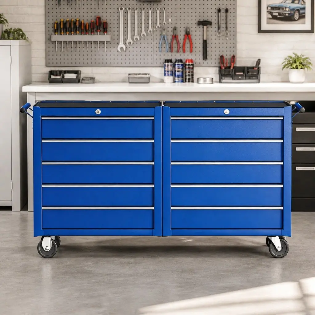 Tool Chest Trolley for Workshop Organiser 10 Drawers Blue