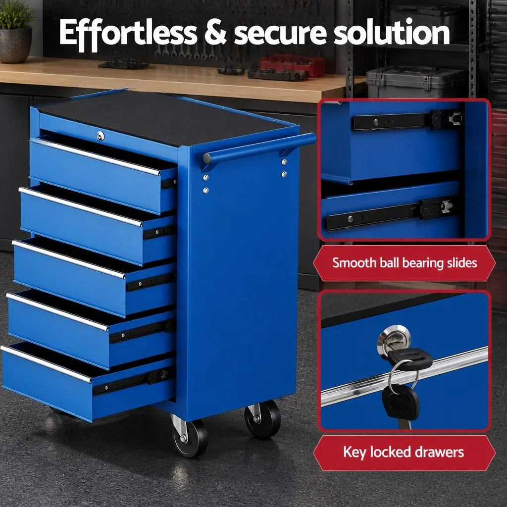 Tool Chest Trolley for Workshop Organiser 10 Drawers Blue