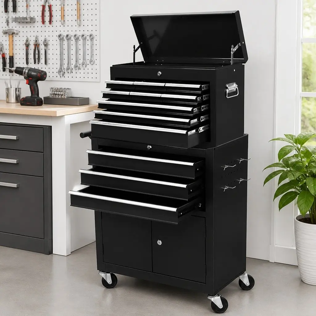 Tool Chest Trolley 12 Drawers Storage Cabinet Toolbox Organizer with Lockable