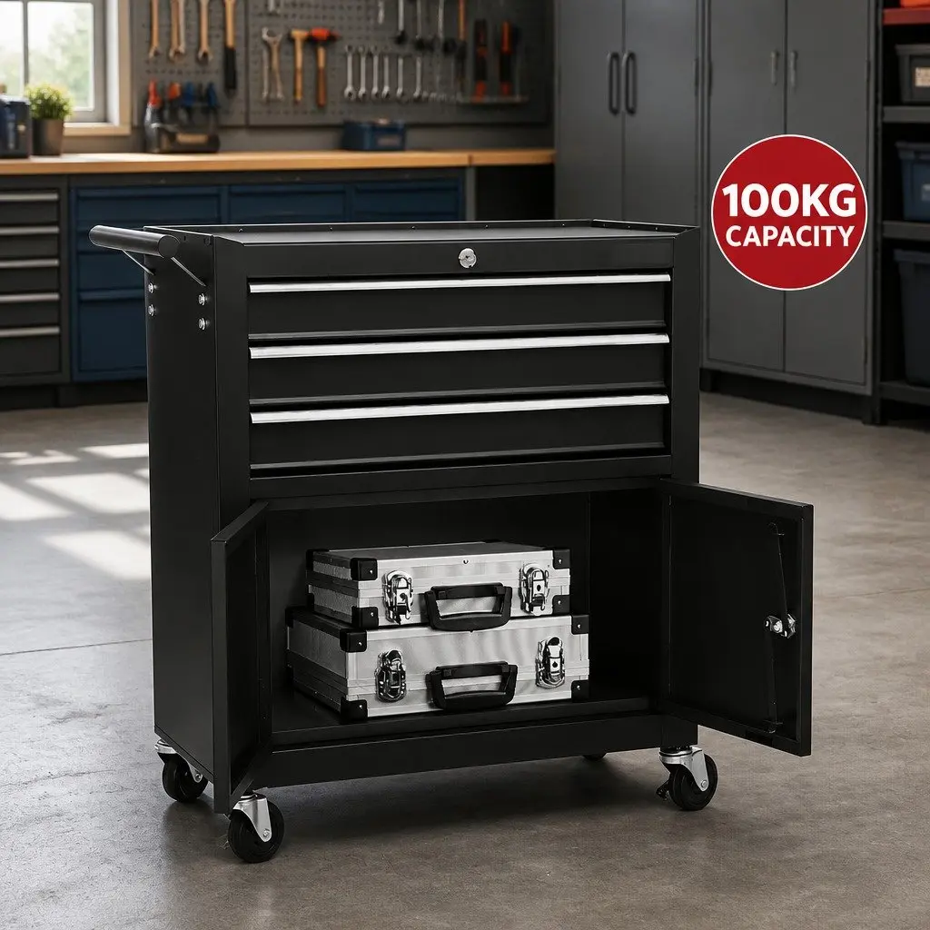 Tool Chest Trolley 12 Drawers Storage Cabinet Toolbox Organizer with Lockable